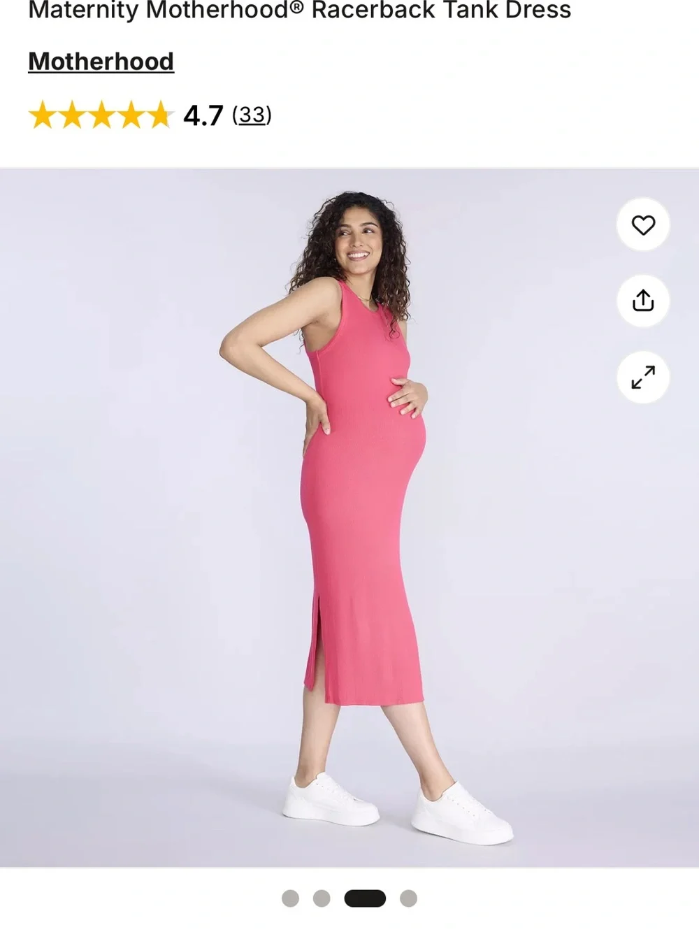 Motherhood Ribbed Sleeveless Midi Dress - Red